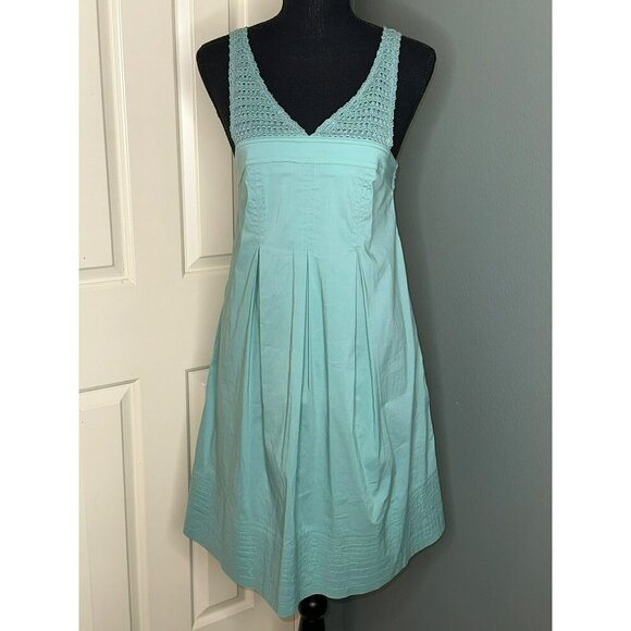 BCBGMAXAZRIA Women's 2 Light Green Knee Length Dress Crochet Pockets Coquette - Picture 1 of 16